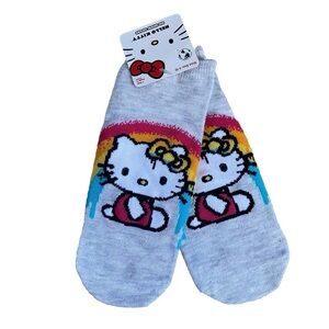 Sanrio 4-10 Hello Kitty 1 Pair No Show Socks Rainbow Gray Drip Graffiti Bundle